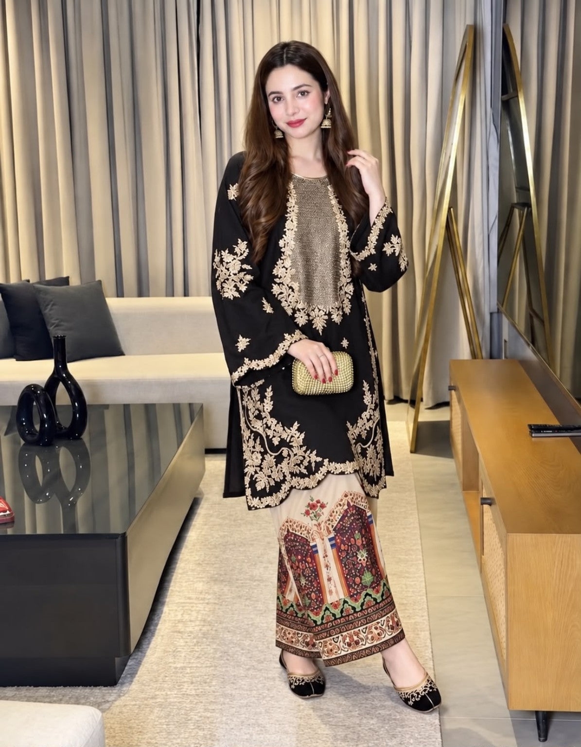 ETHNIC DE-435 silk embroidered sequence unstitched 2PC front look