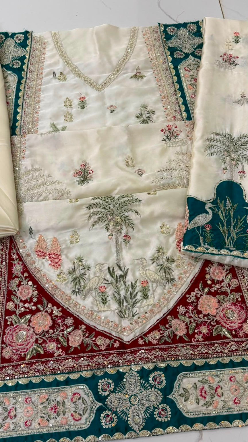 VELNORA ETHNIC Inspired Luxury Kaftan Silk 2 Piece full fabric detail