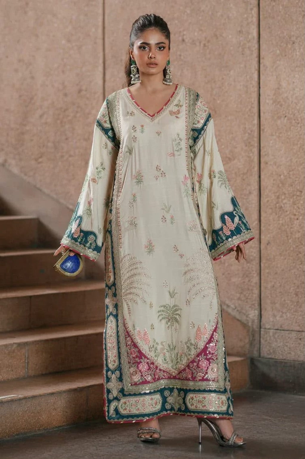 VELNORA ETHNIC Inspired Luxury Kaftan Silk 2 Piece model