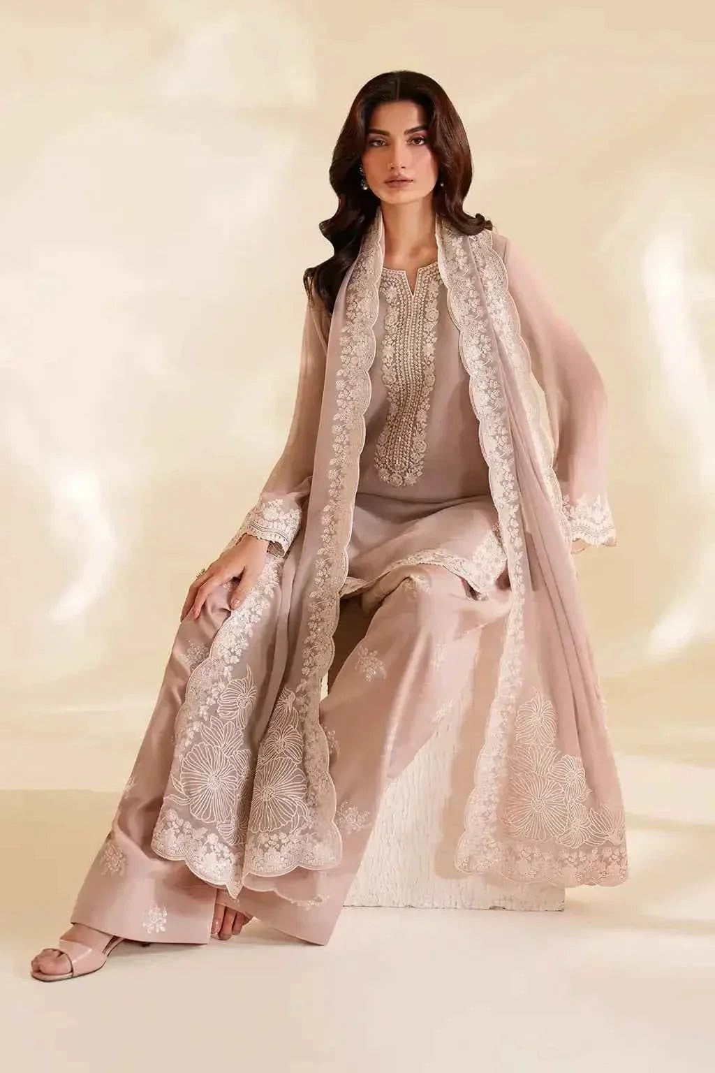Iznik CC-79 heavy embroidered chiffon dupatta look