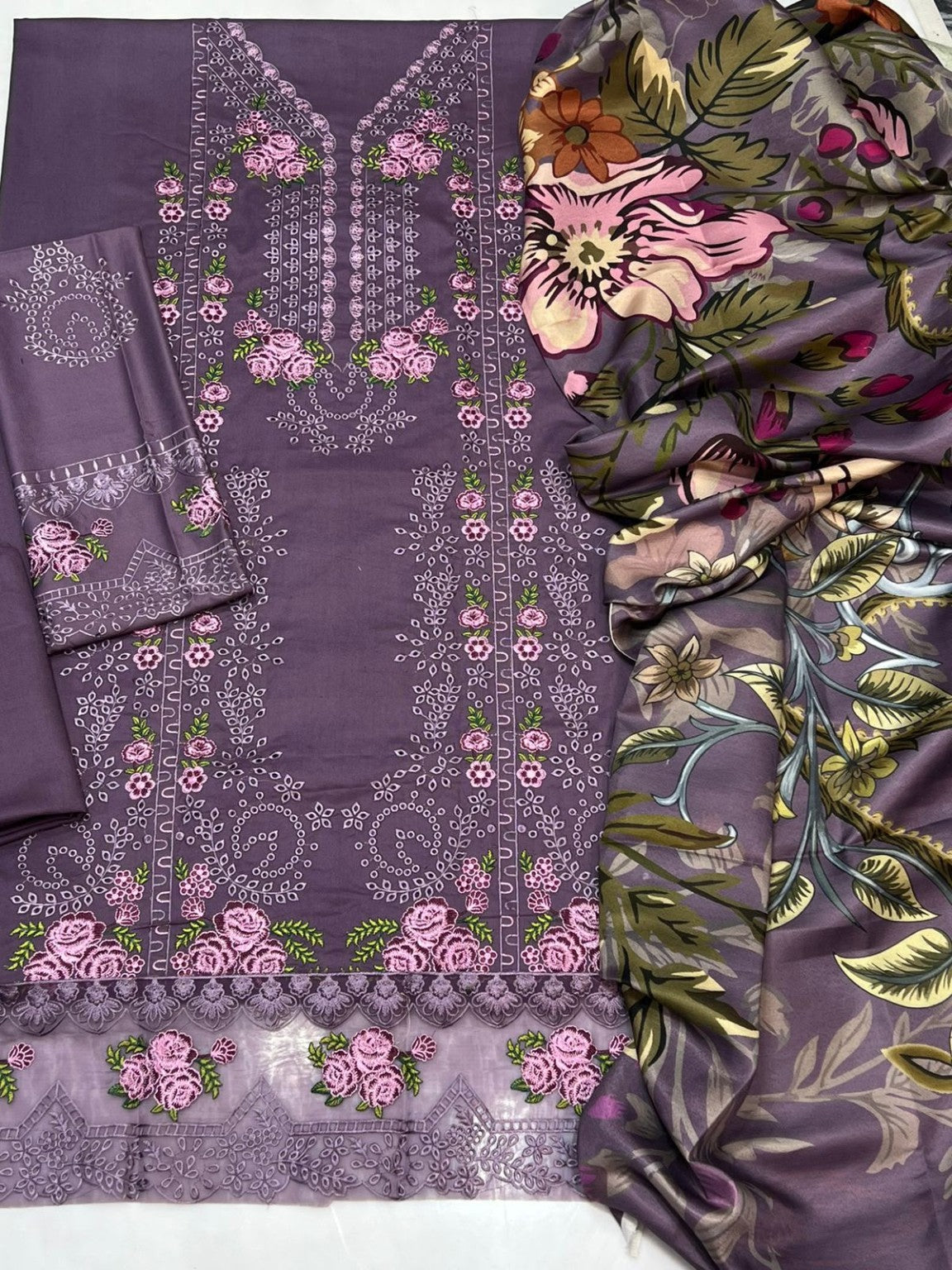 Jade Dhanak 3PC Code 2154 fabric detail