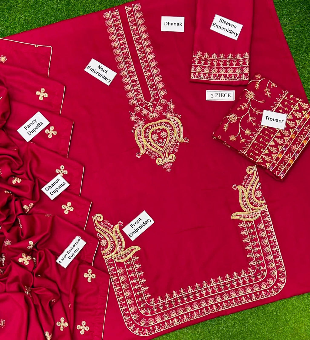 Karma Dhanak 3PC embroidery detail