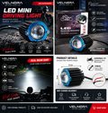VELNORA Motorcycle LED Mini Driving Light