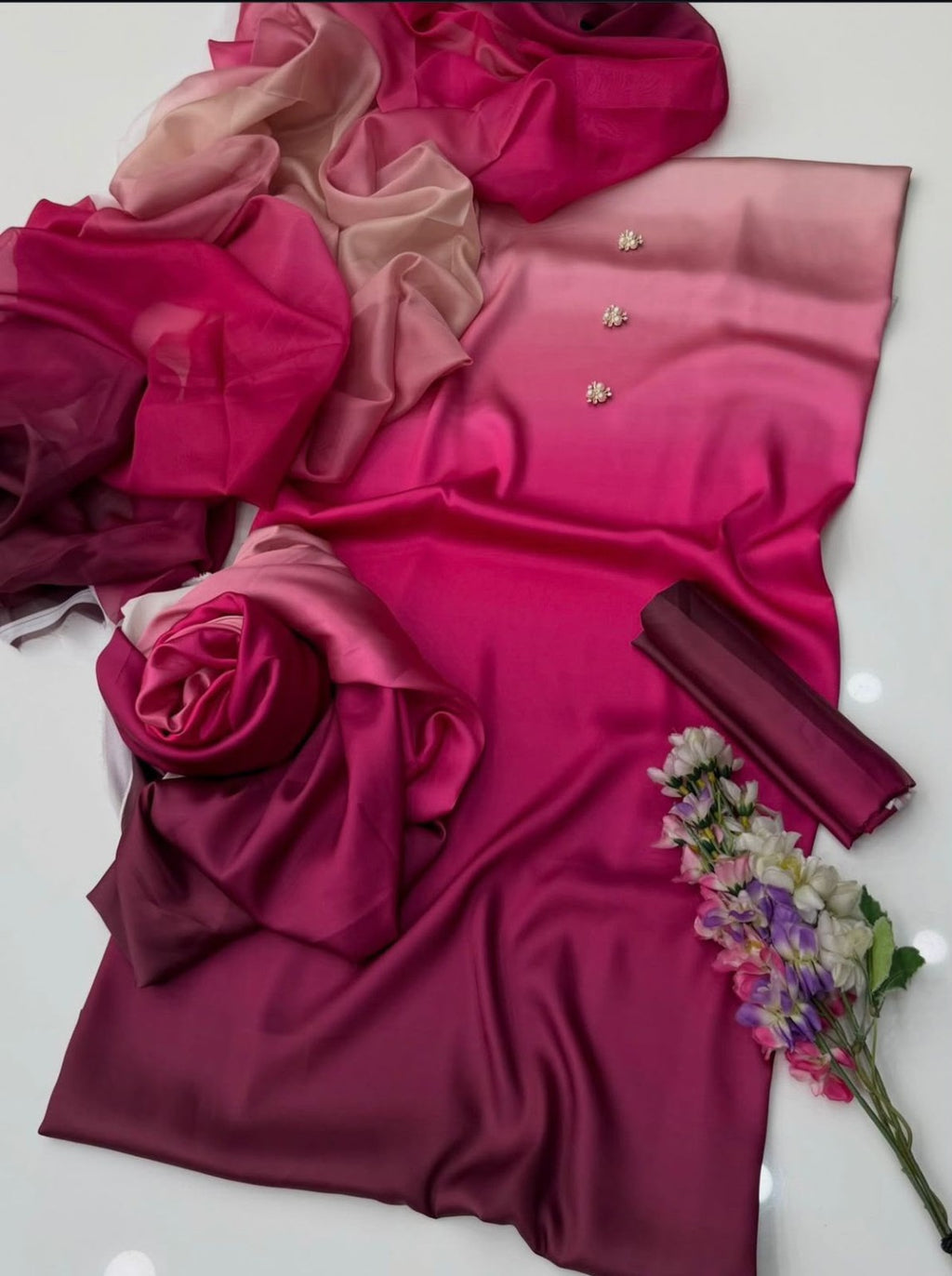LULUSAR Shamooz Silk magenta fabric details