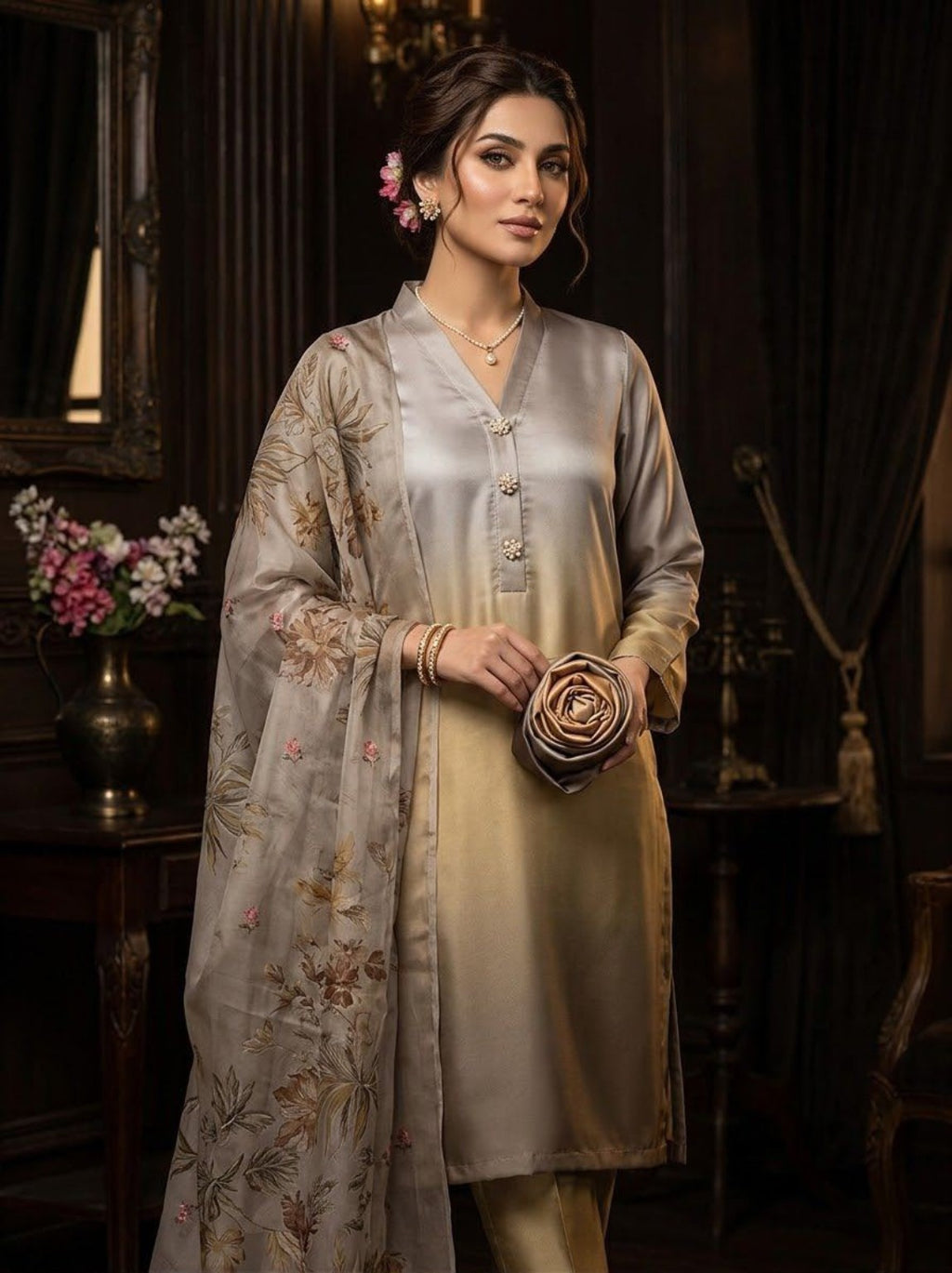 LULUSAR Shamooz Silk 3PC gold model