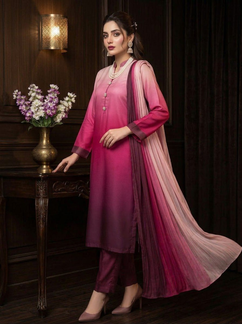 LULUSAR Shamooz Silk 3PC magenta model
