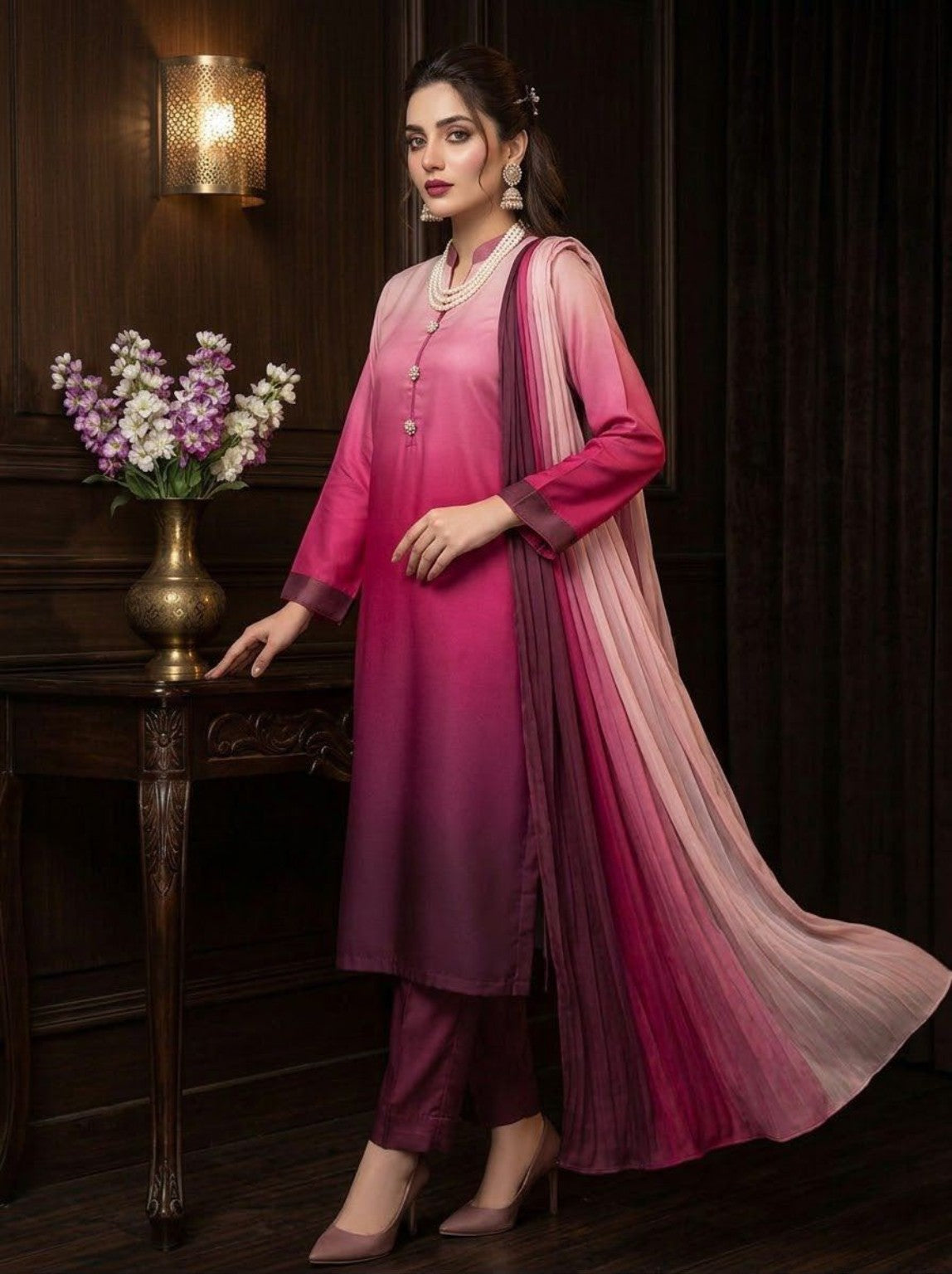 LULUSAR Shamooz Silk 3PC magenta model