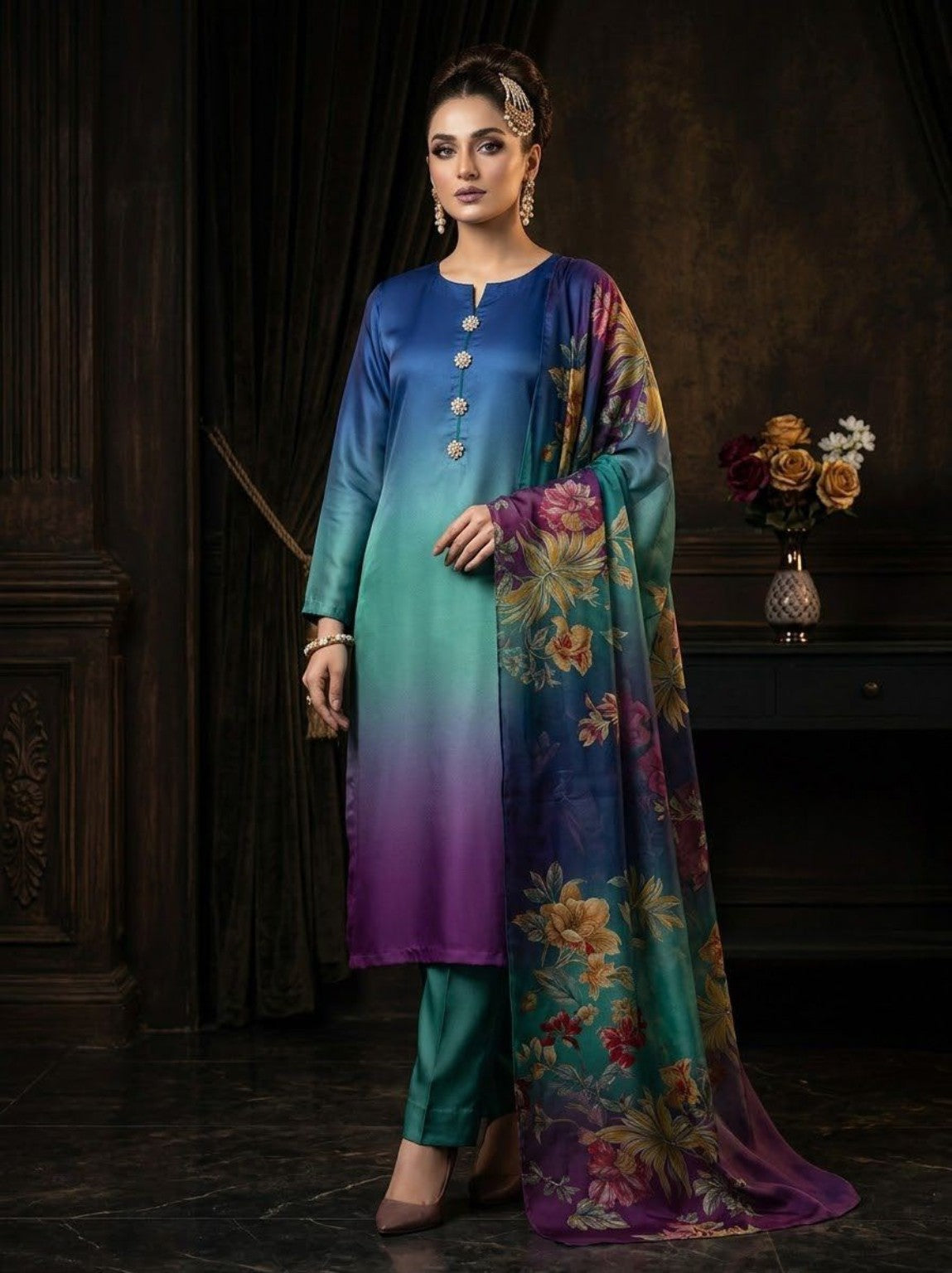 LULUSAR Shamooz Silk 3PC teal model