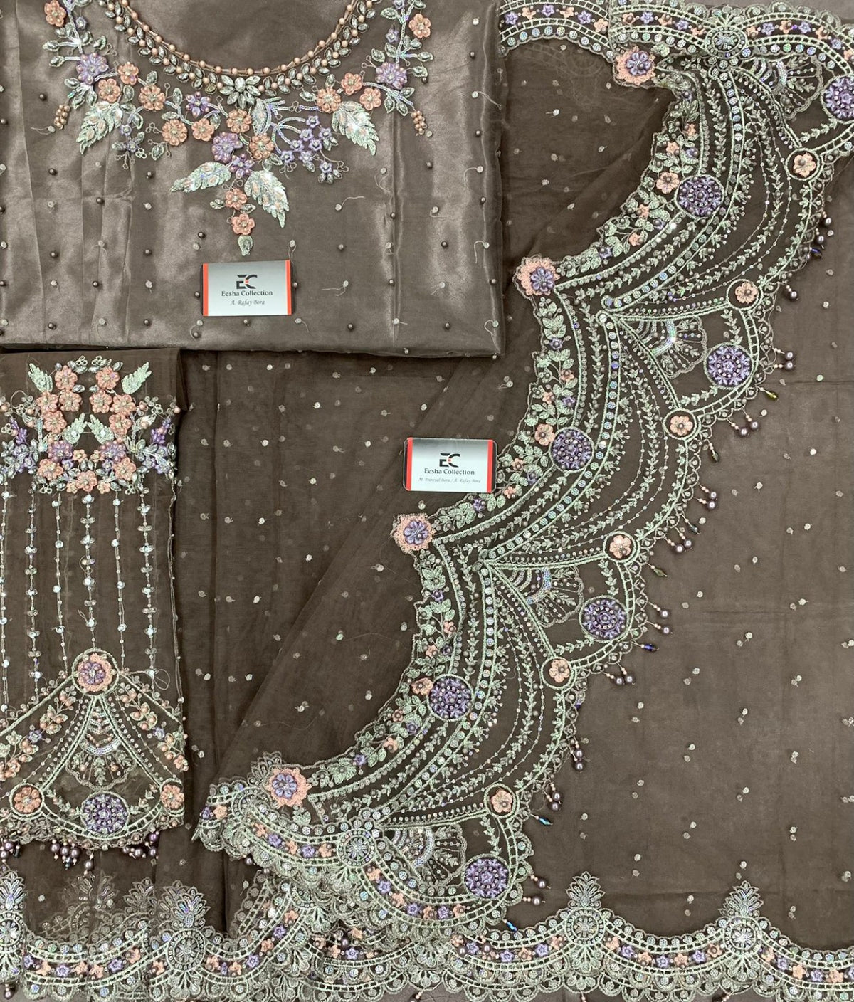 Maria B Exclusive Heavy Embroidered Net Saree 5