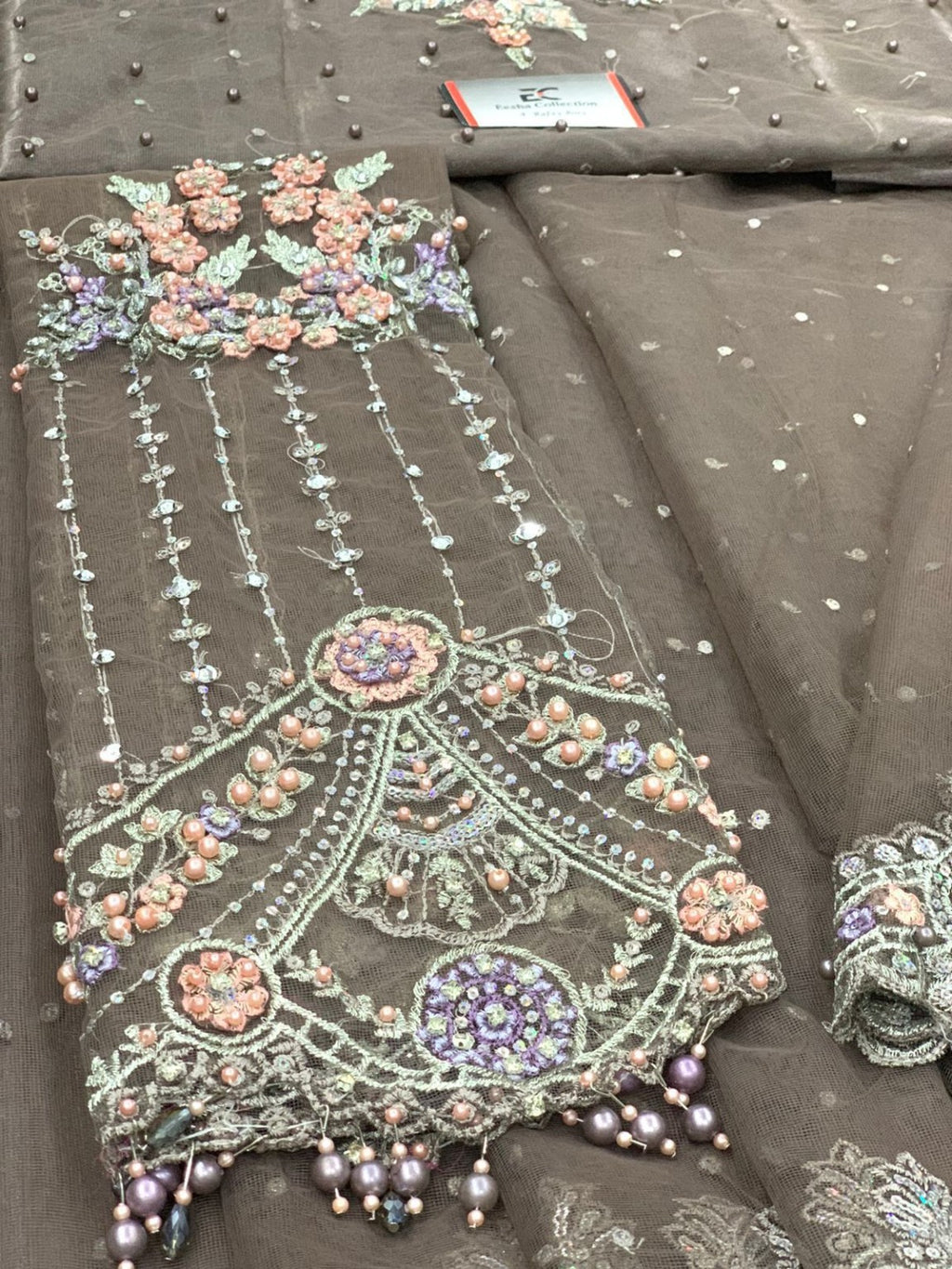 Maria B Exclusive Heavy Embroidered Net Saree 6