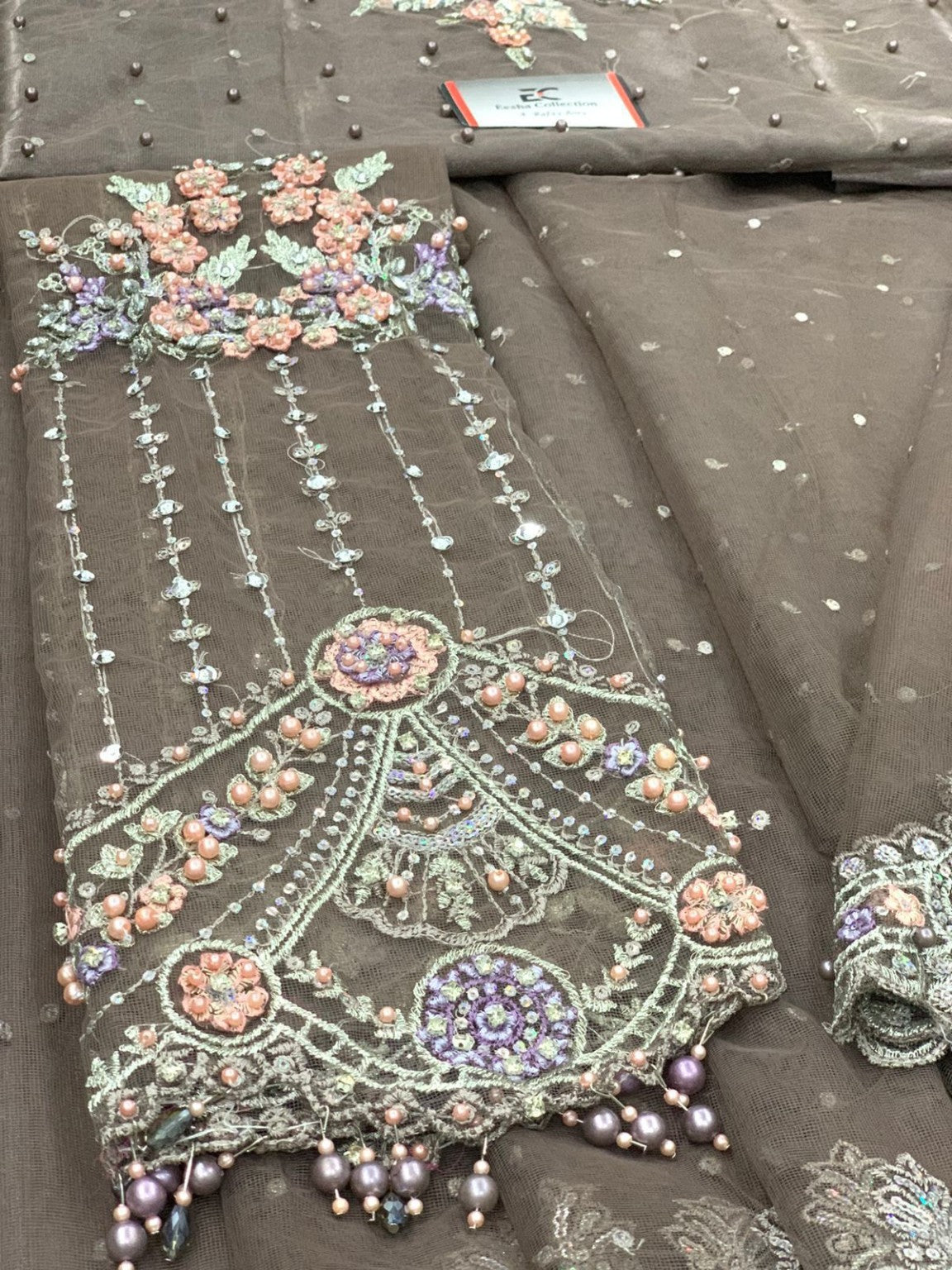 Maria B Exclusive Heavy Embroidered Net Saree 6