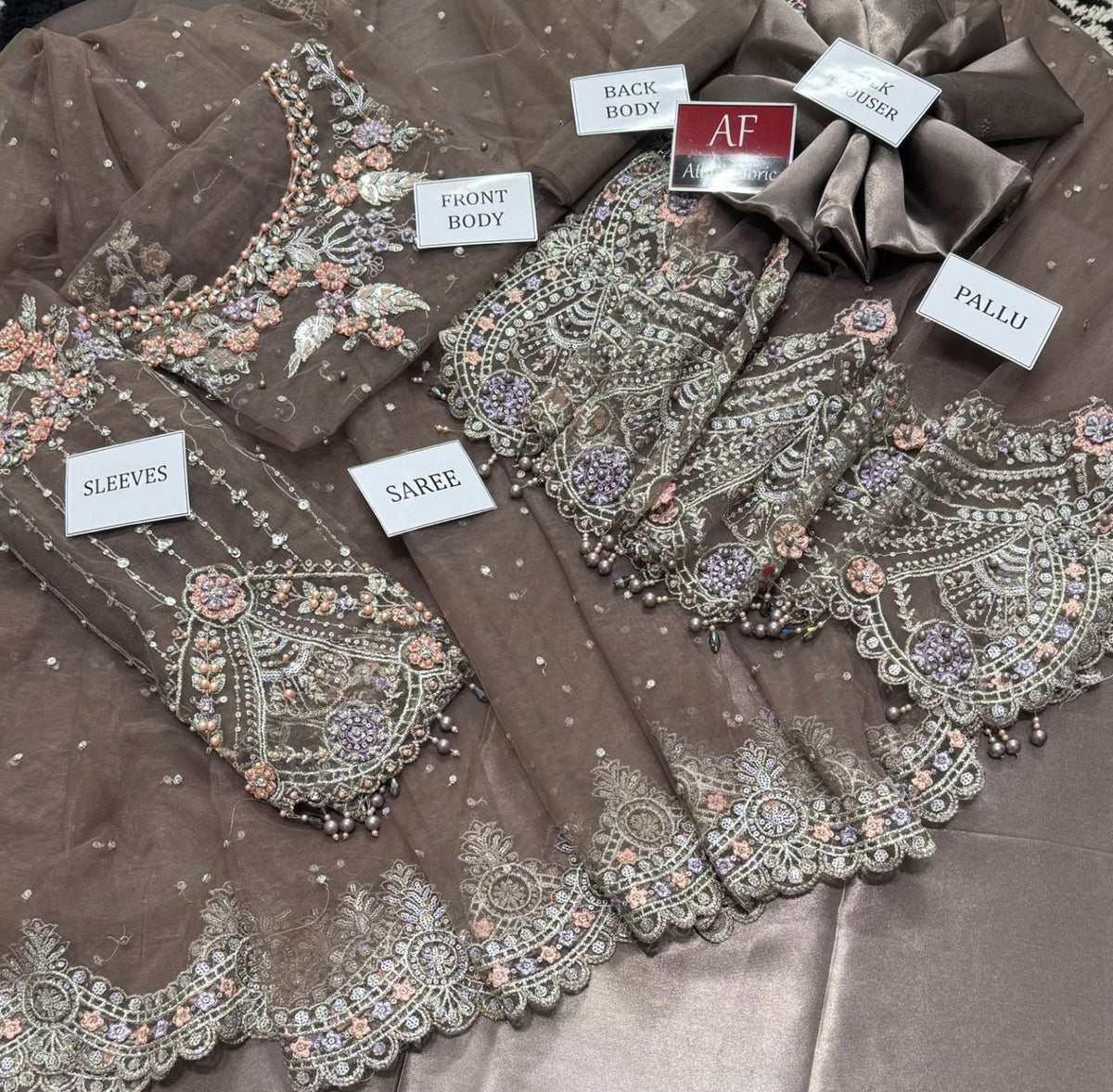 Maria B Exclusive Heavy Embroidered Net Saree 8