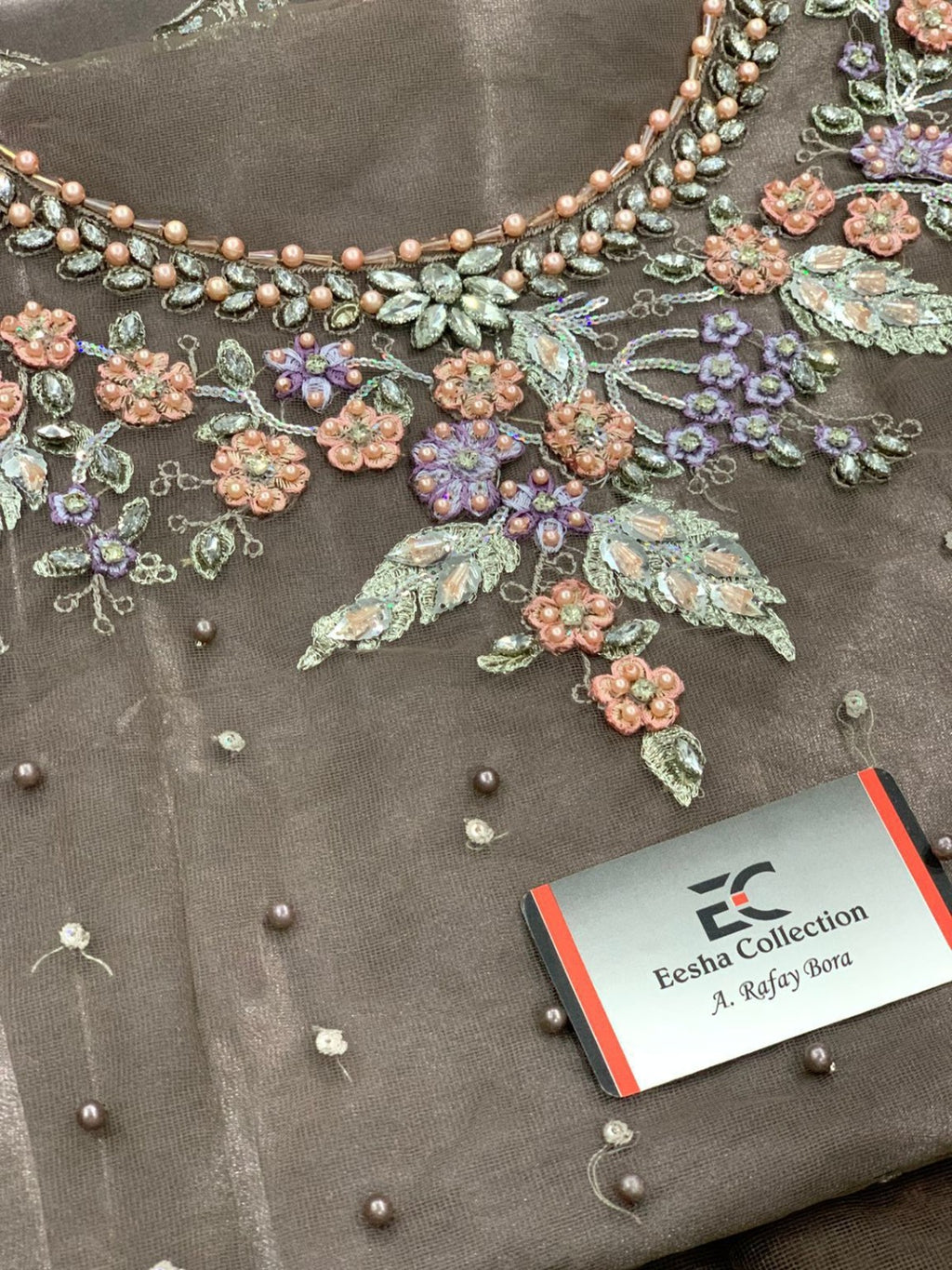 Maria B Exclusive Heavy Embroidered Net Saree 9