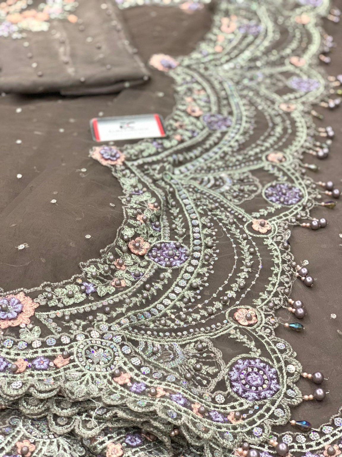 Maria B Exclusive Heavy Embroidered Net Saree 1