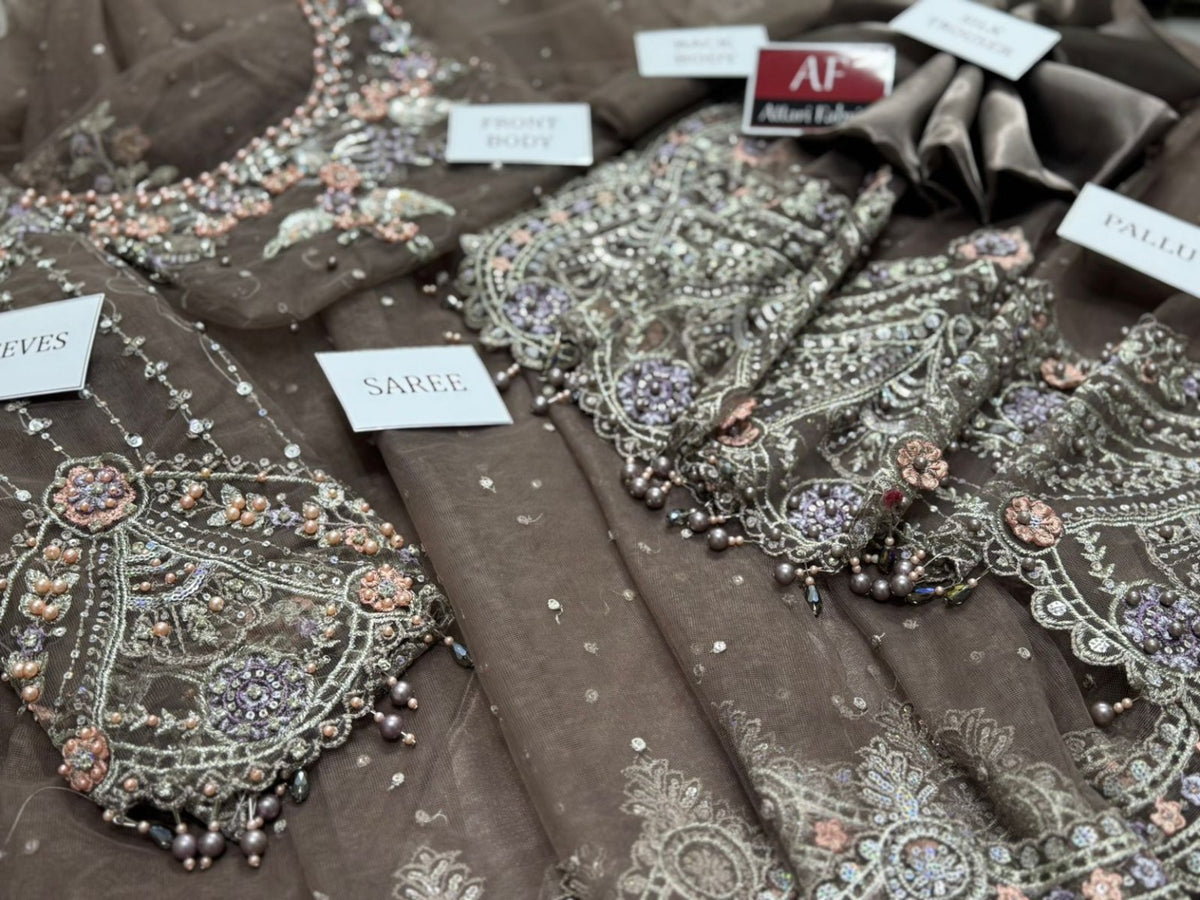 Maria B Exclusive Heavy Embroidered Net Saree 2