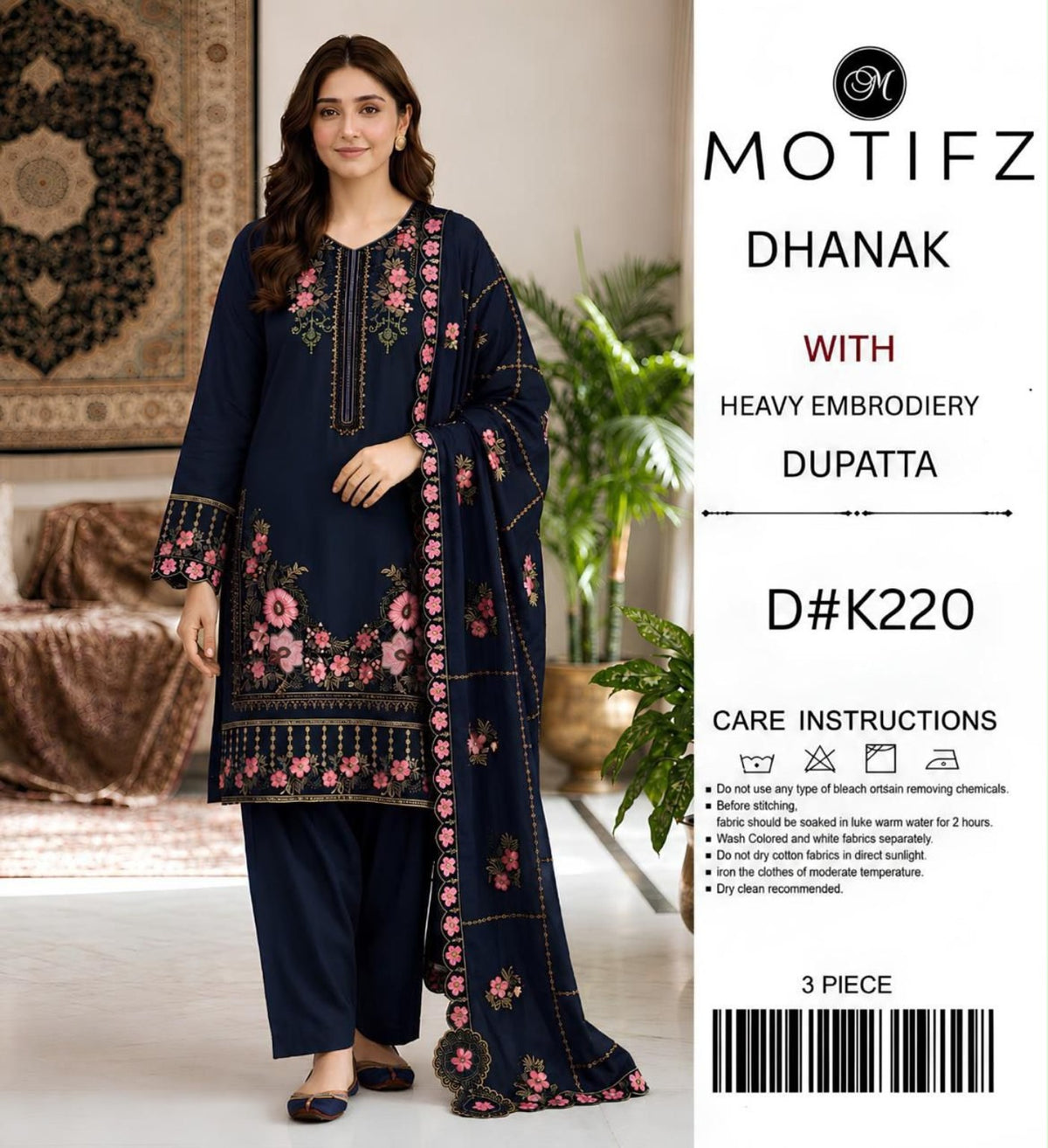 Motifz Dhanak K220 navy pink full suit