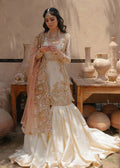 NAMEERA Wedding Wear ivory organza embroidered suit with peach net dupatta