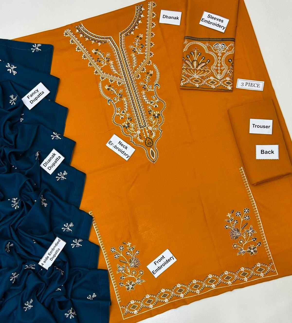 Pashmire Dhanak 3PC fabric detail