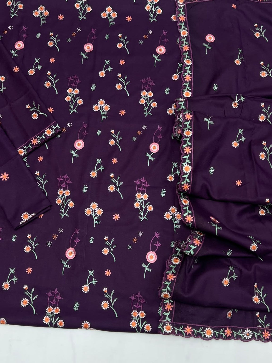 Purple embroidery detail