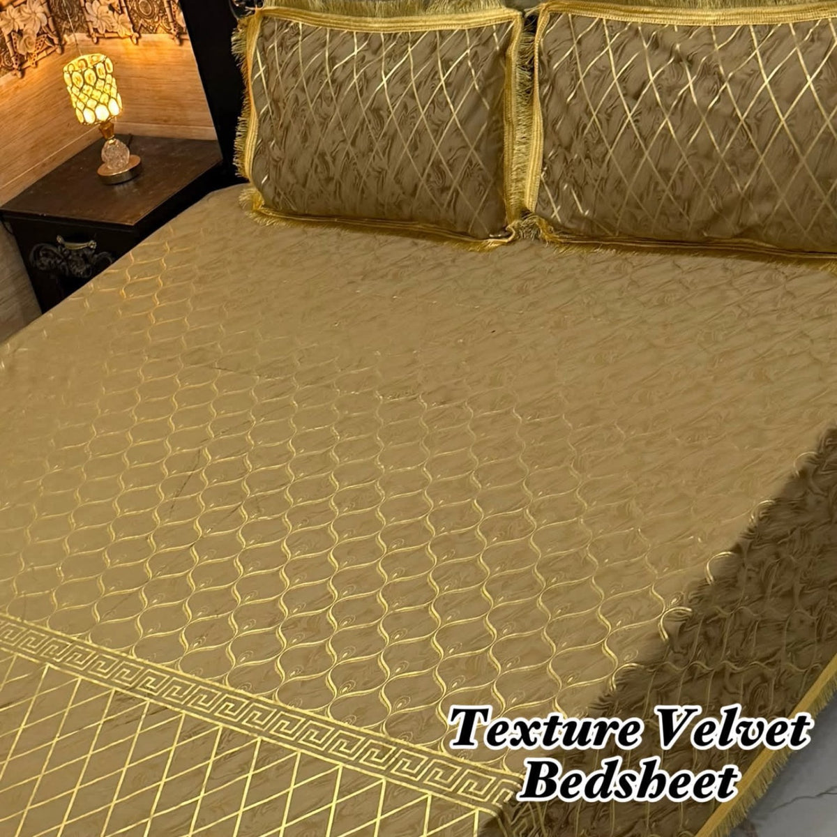 VELNORA Texture Velvet Bedsheet Design 01