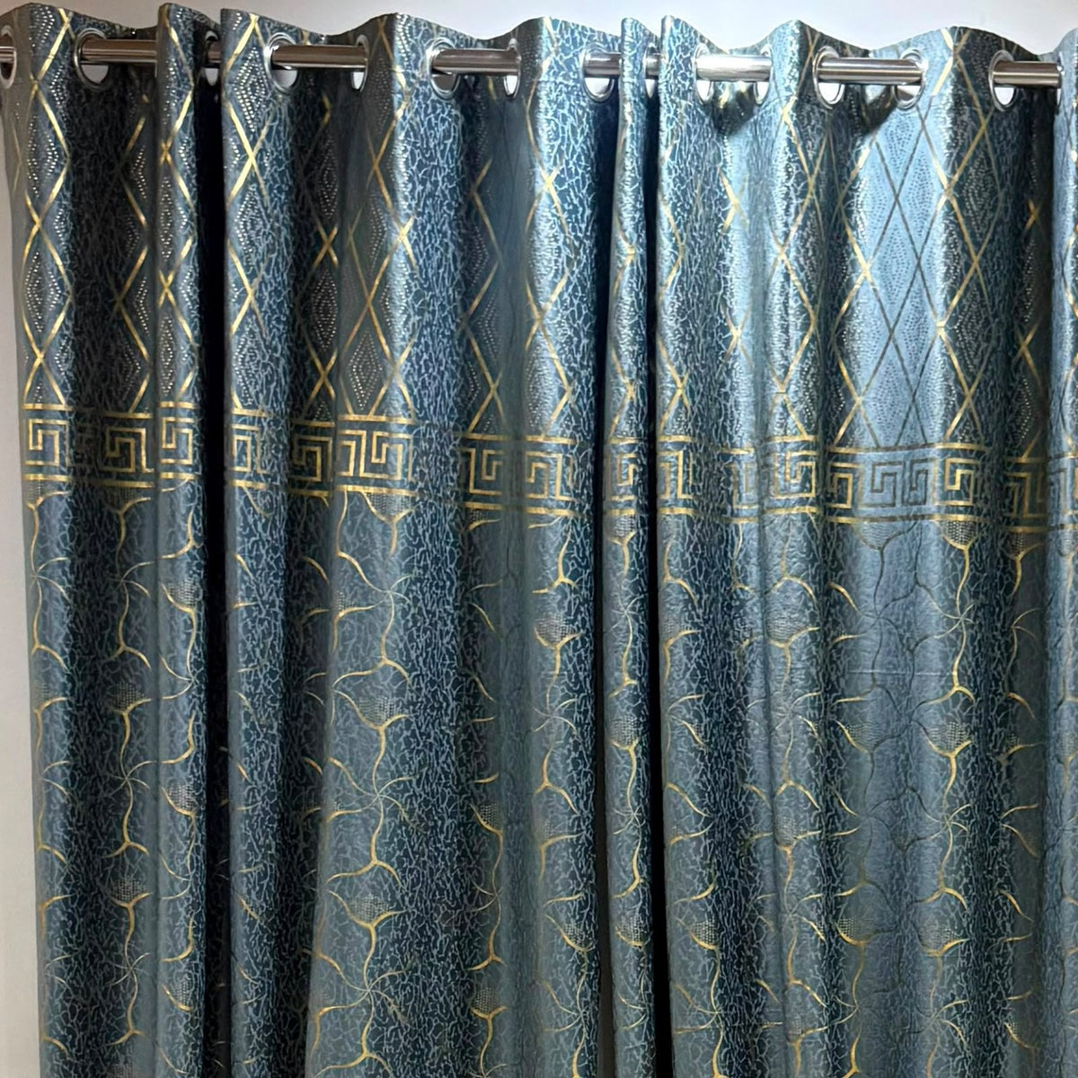 VELNORA Texture Velvet Curtain charcoal gold