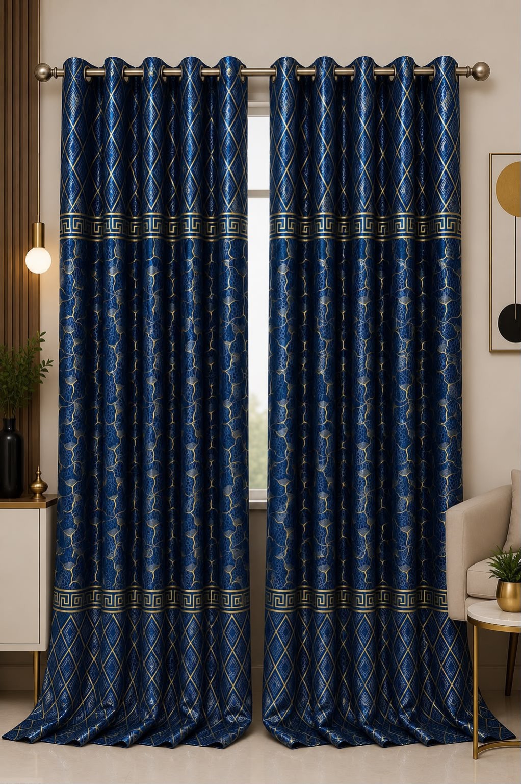 VELNORA Texture Velvet Curtain grey gold