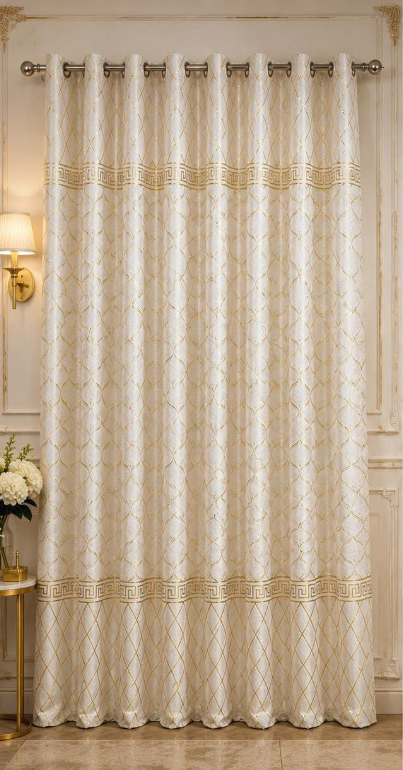 VELNORA Texture Velvet Curtain white gold detail