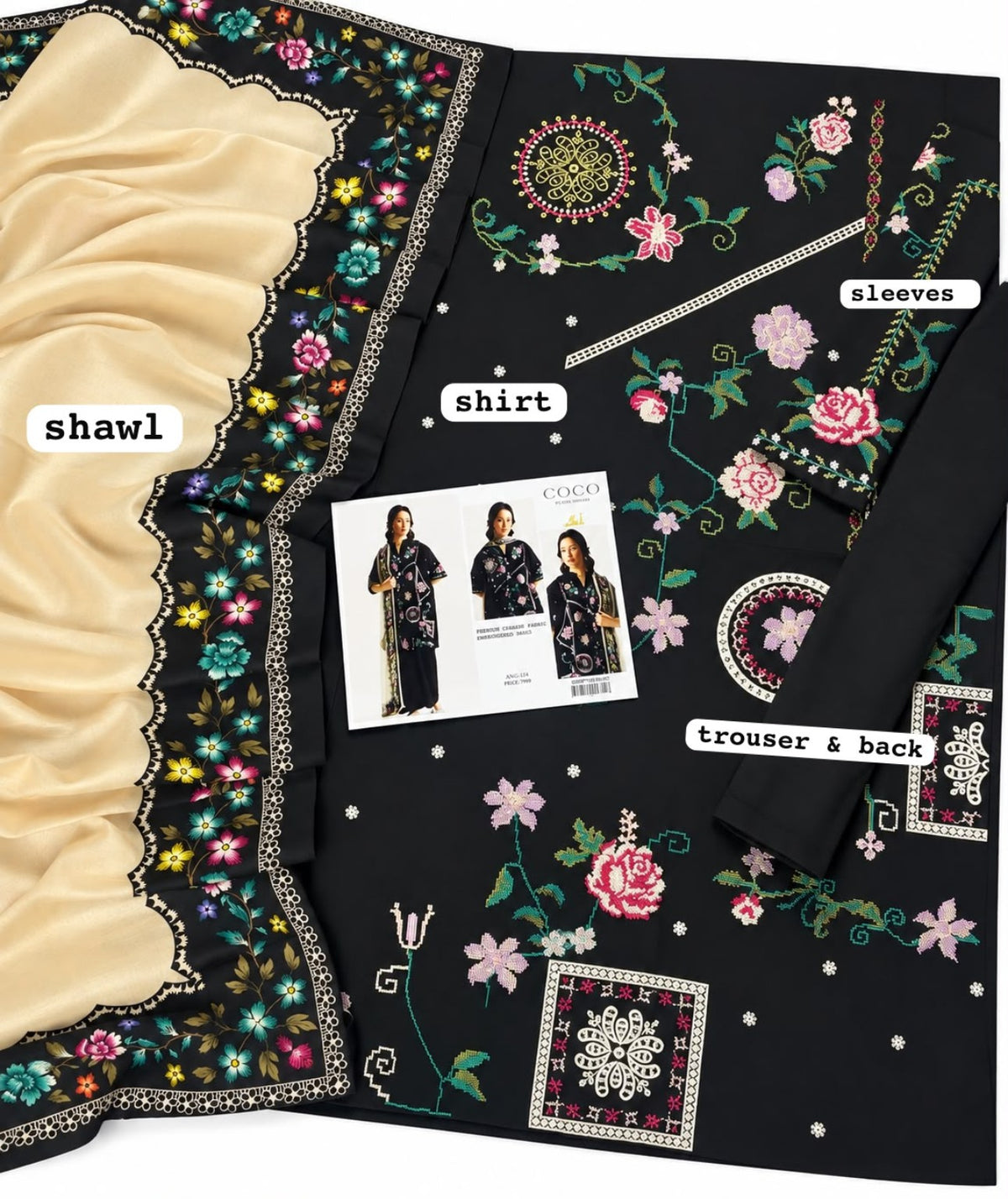 ZARA-SHAJAHAN Dhanak 3PC fabric details