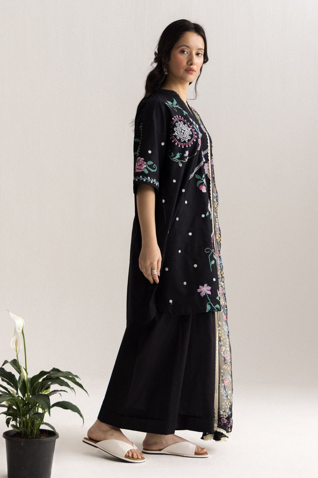 ZARA-SHAJAHAN Dhanak embroidered 3PC side view