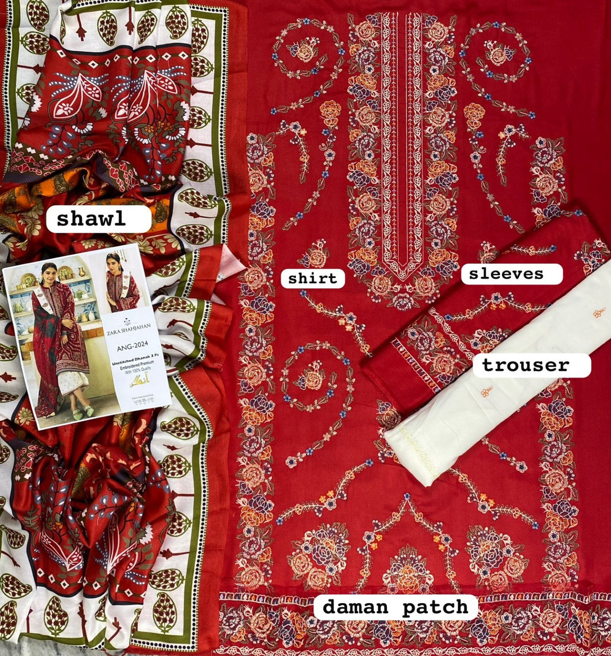 Zara Shahjahan ANG-2024 shirt sleeves trouser shawl details