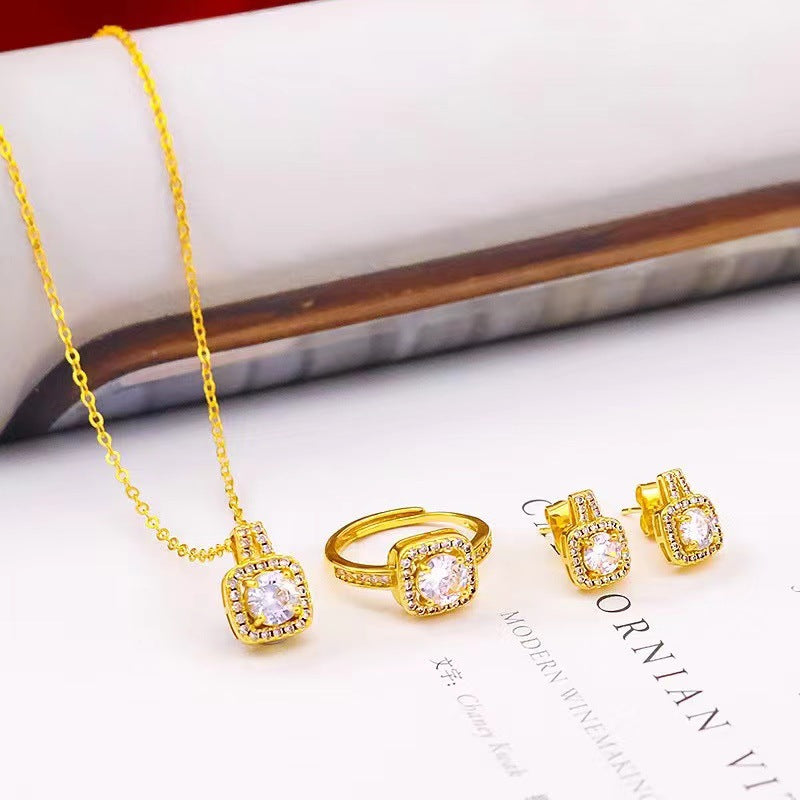 Gold Zircon Pendant Necklace lifestyle